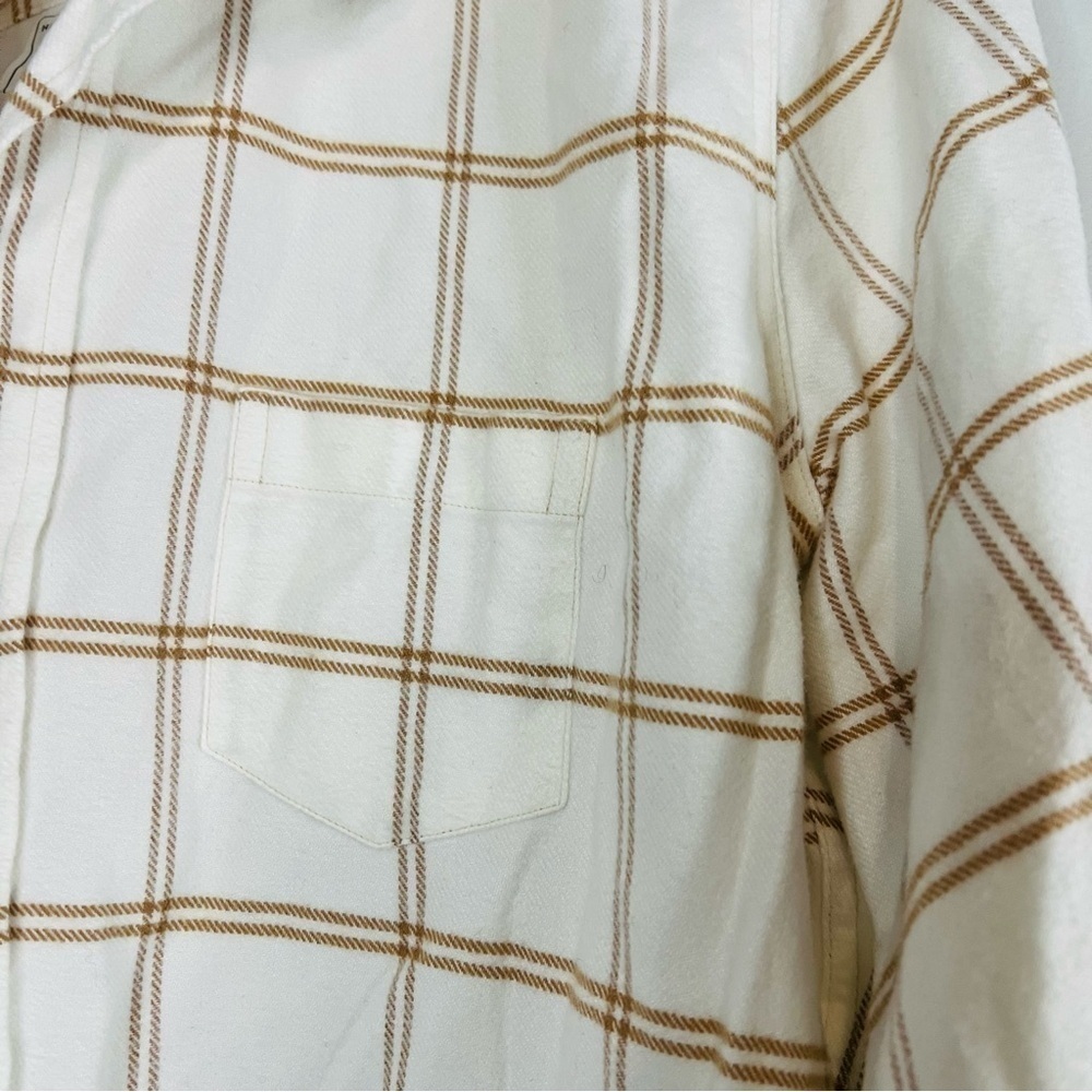 Frank & Eileen Barry woven button up camel windowpane size large - Picture 9 of 11